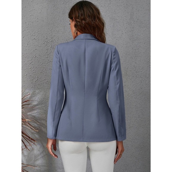 Lapel Collar Double Breasted Gold Button Blazer jacket black - Picture 11 of 12